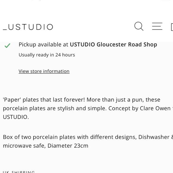 NEW - USTUDIO DESIGN - 'Paper' design porcelain large plates (2) - Picture 9 of 11